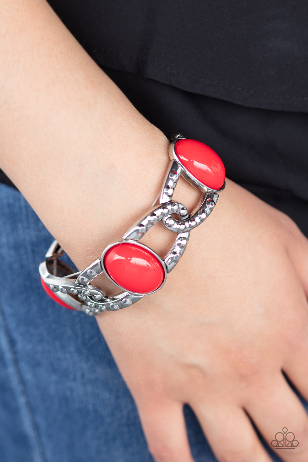 Paparazzi Dreamy Gleam - Red Bracelet - A Finishing Touch 