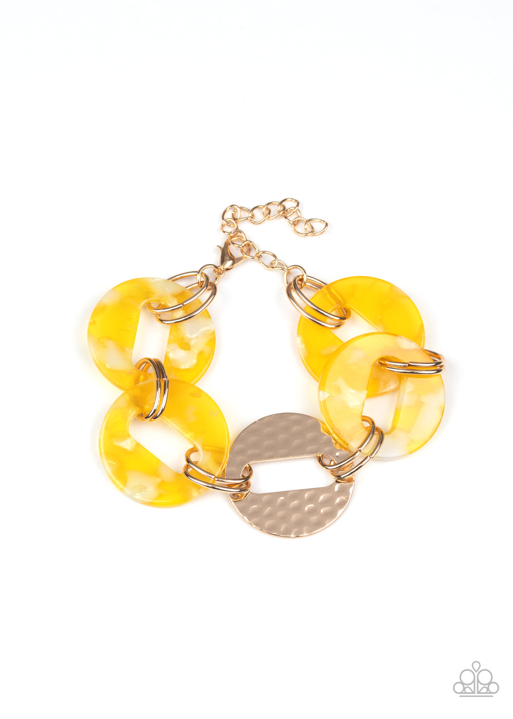 Paparazzi Retro Recharge - Yellow Acrylic Bracelet - A Finishing Touch 