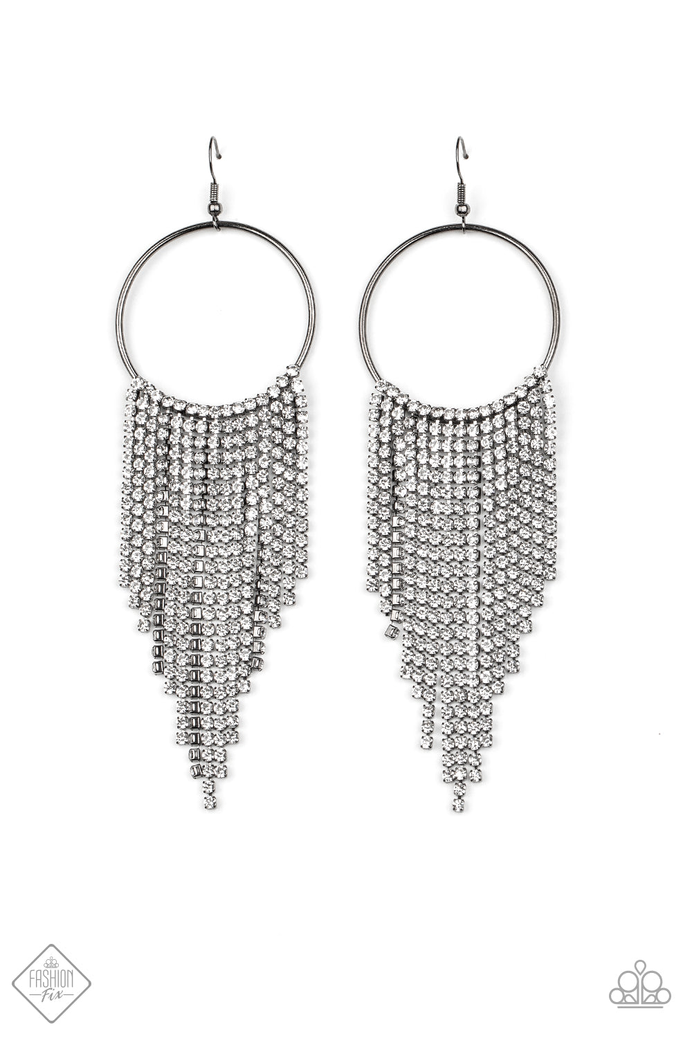 Paparazzi Streamlined Shimmer - Black Earrings - A Finishing Touch 