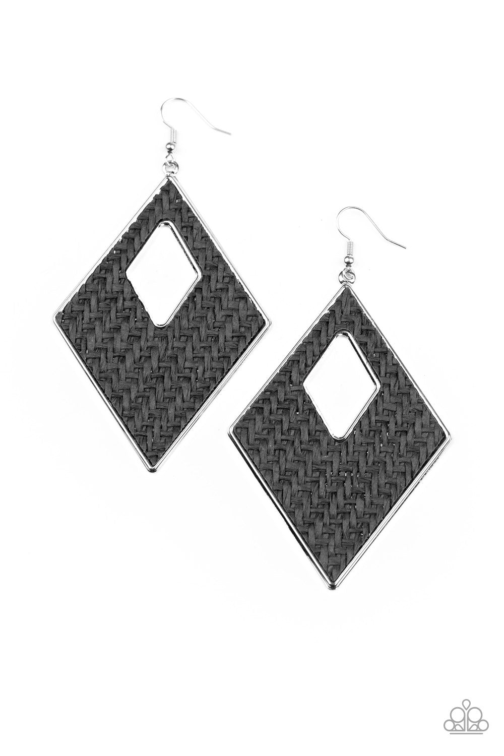 Paparazzi Woven Wanderer - Black Earrings - A Finishing Touch 