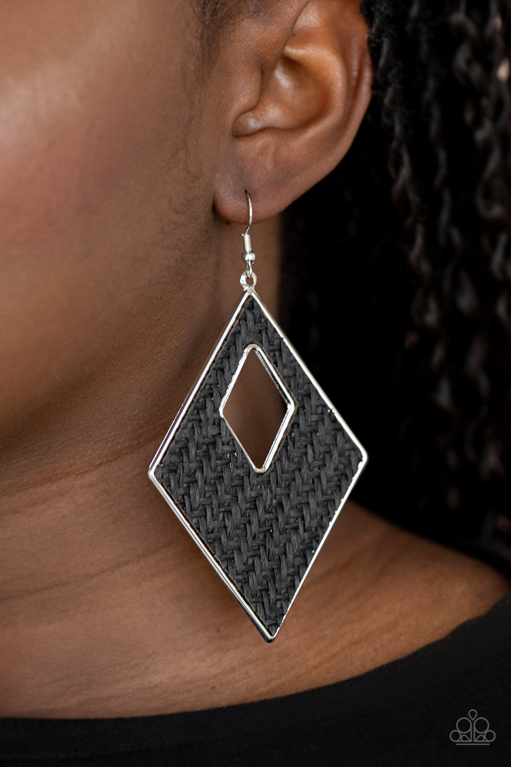 Paparazzi Woven Wanderer - Black Earrings - A Finishing Touch 