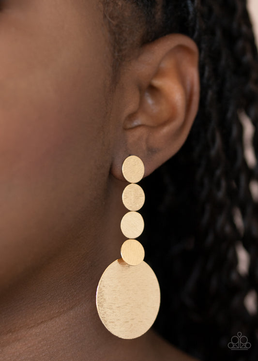 Paparazzi Idolized Illumination - Gold Earrings - A Finishing Touch 