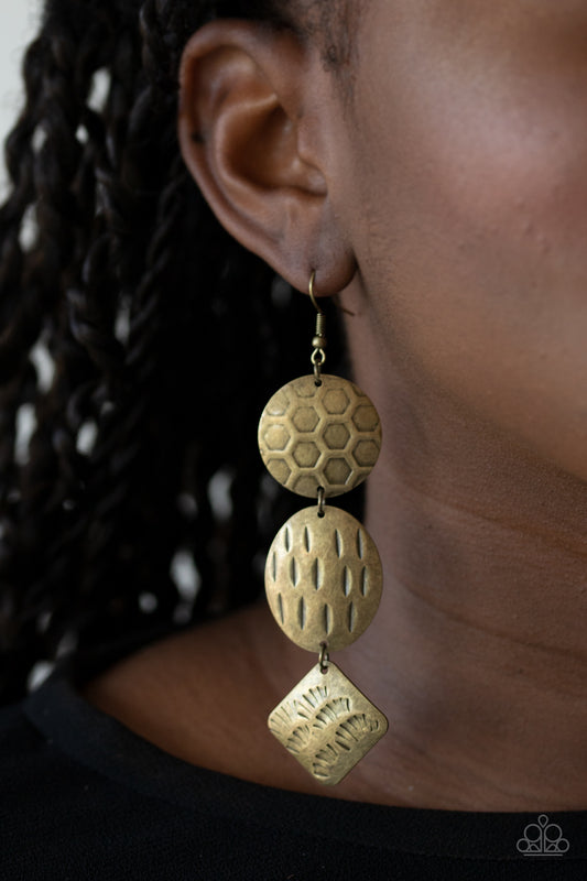 Paparazzi Mixed Movement - Brass Earrings - A Finishing Touch 