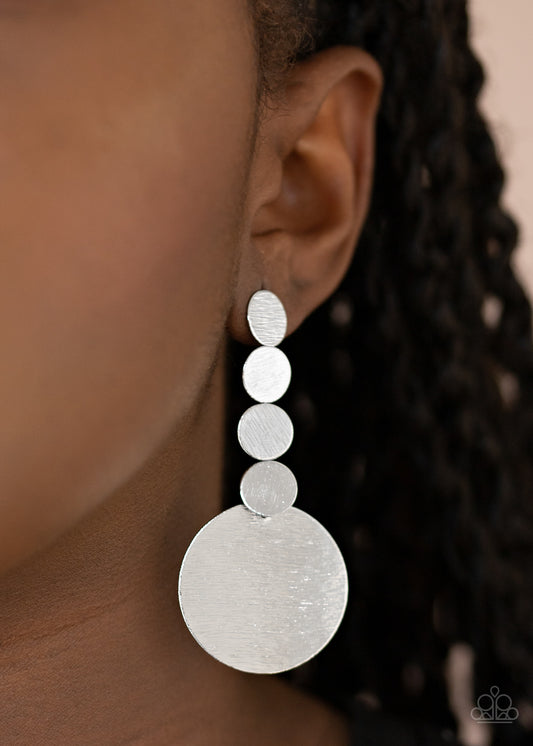 Paparazzi Idolized Illumination - Silver Earrings - A Finishing Touch 