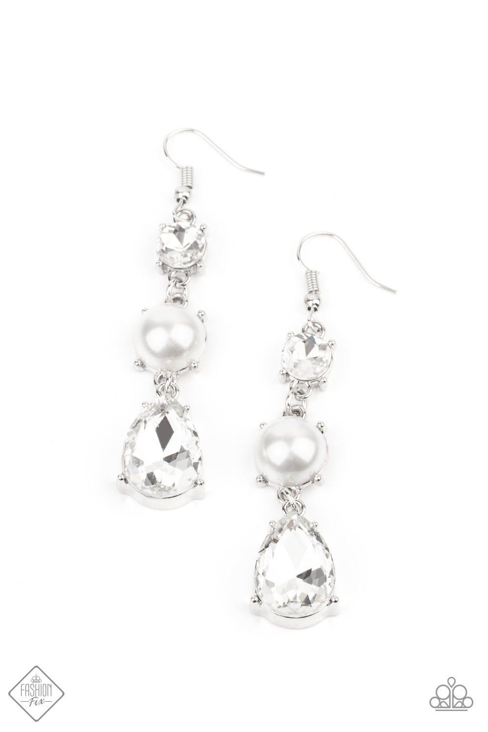 Paparazzi Unpredictable Shimmer - White Earrings - A Finishing Touch 