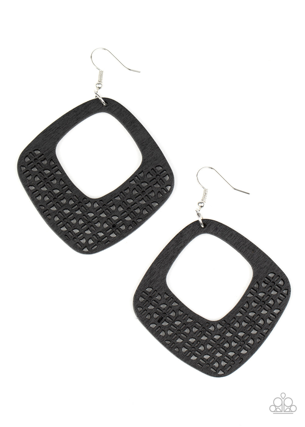 Paparazzi WOOD You Rather - Black Earrings - A Finishing Touch 