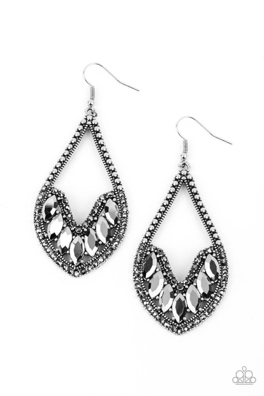 Paparazzi Ethereal Expressions - Silver Hematite Rhinestone Earrings - A Finishing Touch 