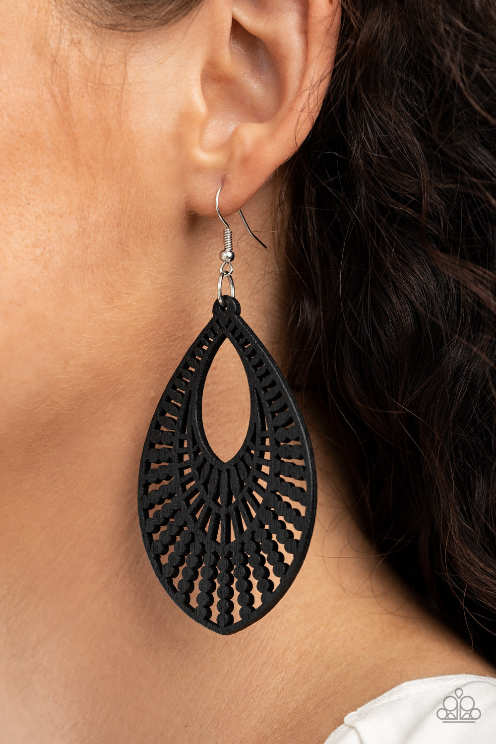 Paparazzi Bermuda Breeze - Black Wooden Earrings - A Finishing Touch 