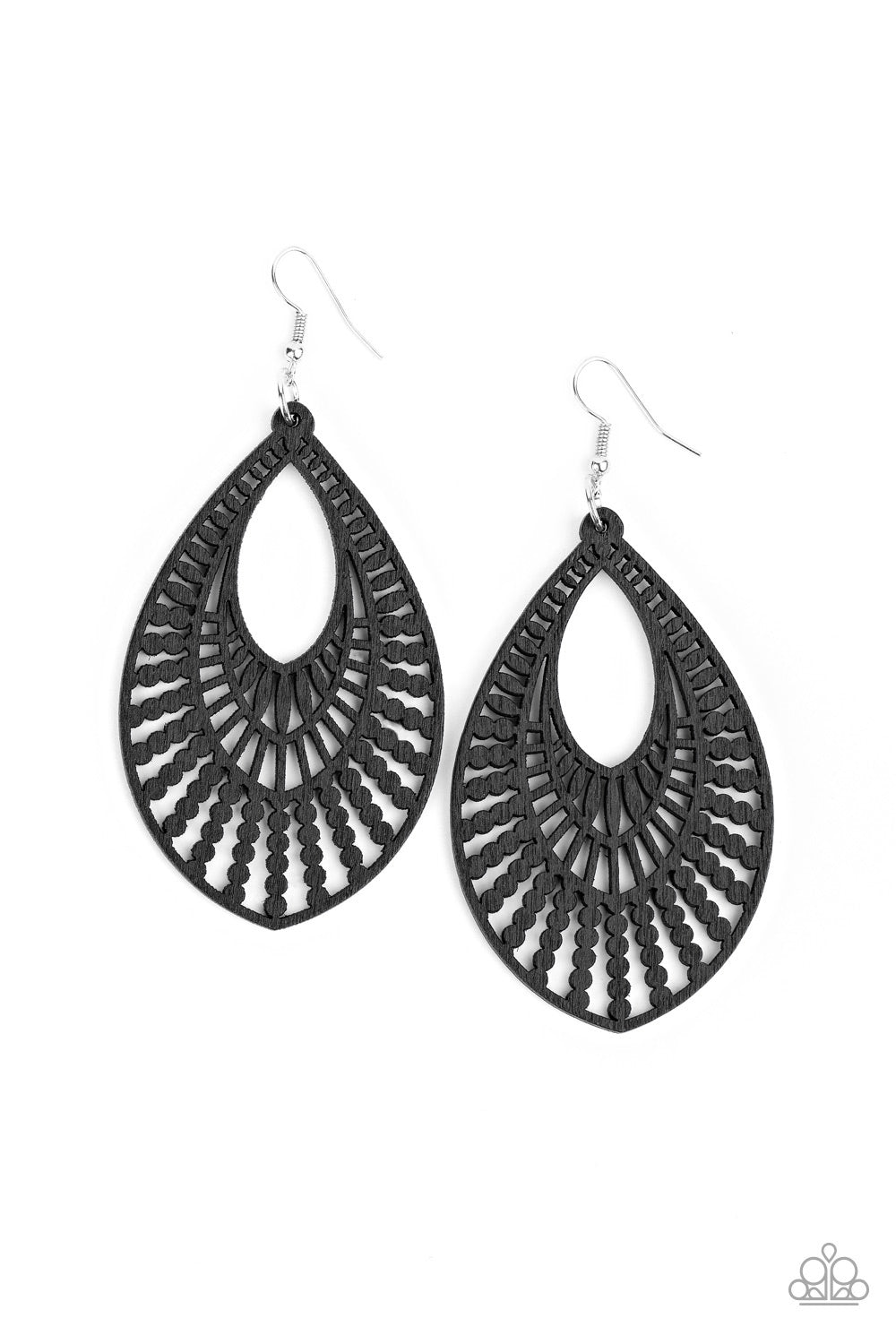 Paparazzi Bermuda Breeze - Black Wooden Earrings - A Finishing Touch 