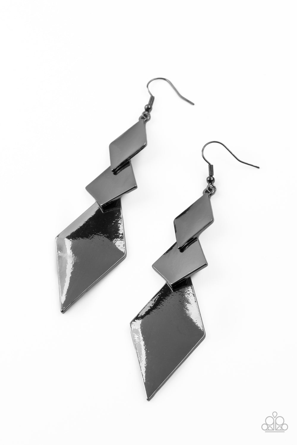 Paparazzi Danger Ahead - Black Earrings - A Finishing Touch 