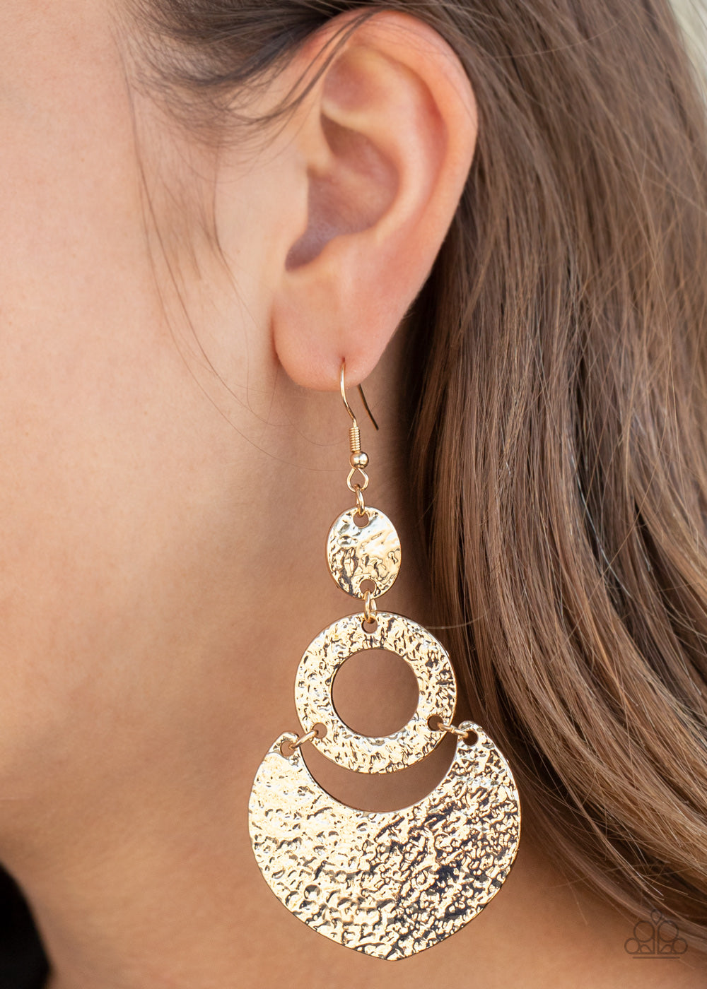 Paparazzi Shimmer Suite - Gold Earrings - A Finishing Touch 