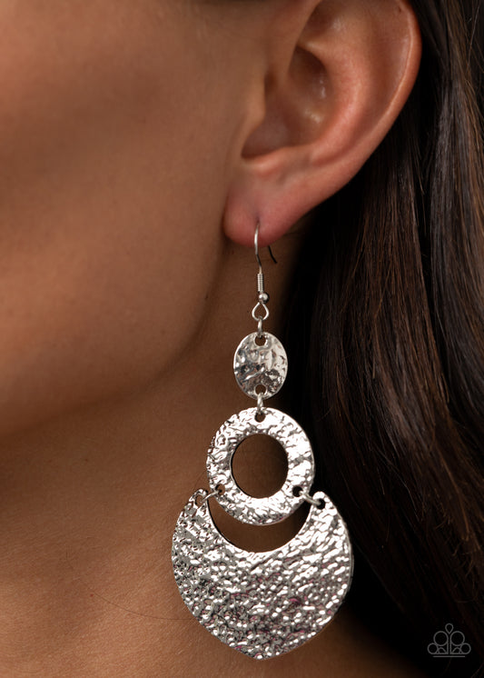 Paparazzi Shimmer Suite - Silver Earrings - A Finishing Touch 