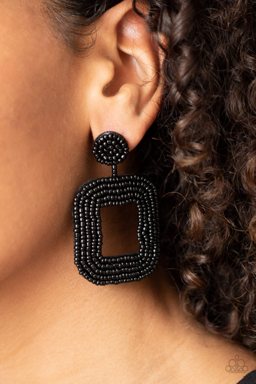 Paparazzi Beaded Bella - Black Earrings - A Finishing Touch 