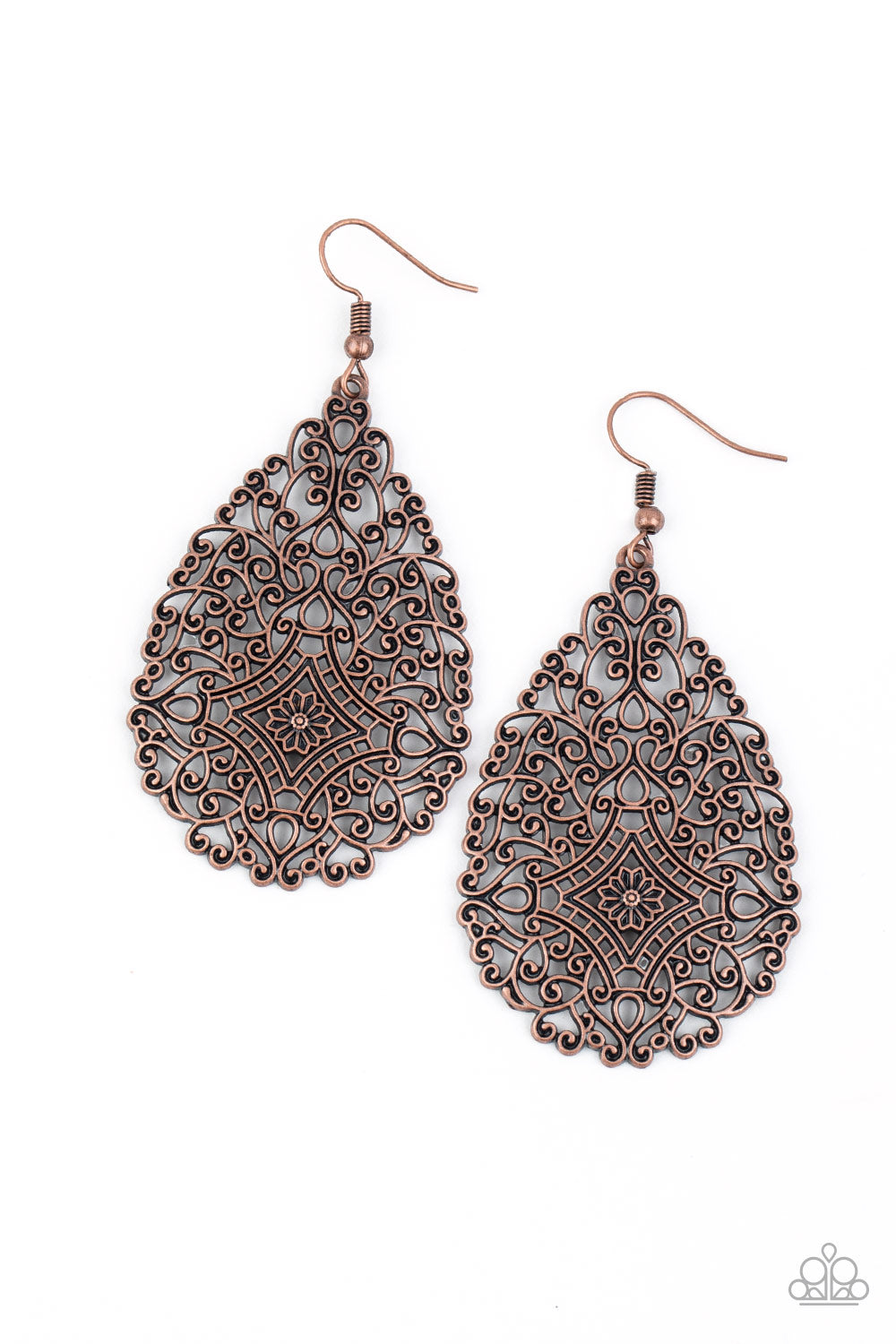 Paparazzi Napa Valley Vintage - Copper Antiqued Earrings - A Finishing Touch 