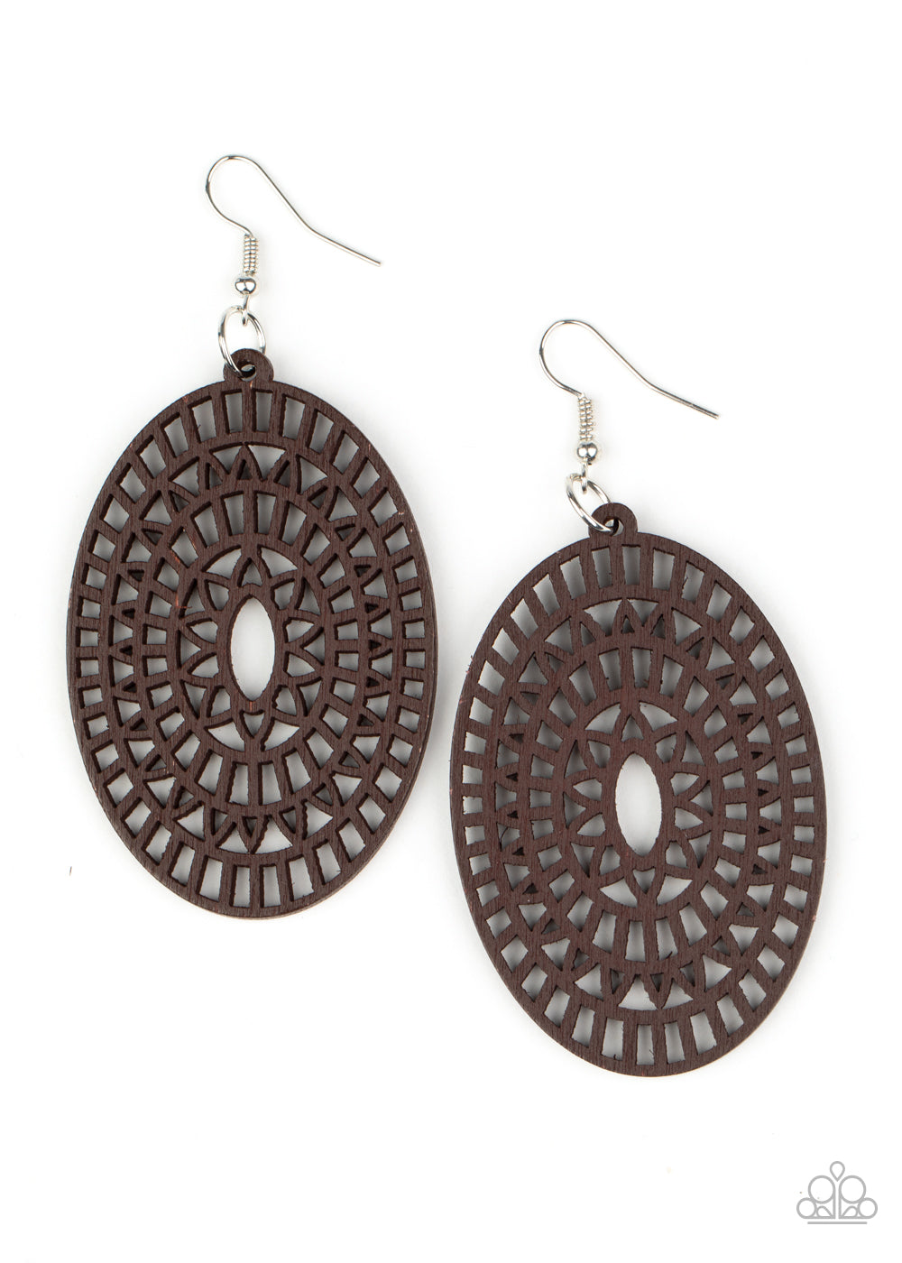 Paparazzi Tropical Retreat - Brown Wooden Earrings - A Finishing Touch 