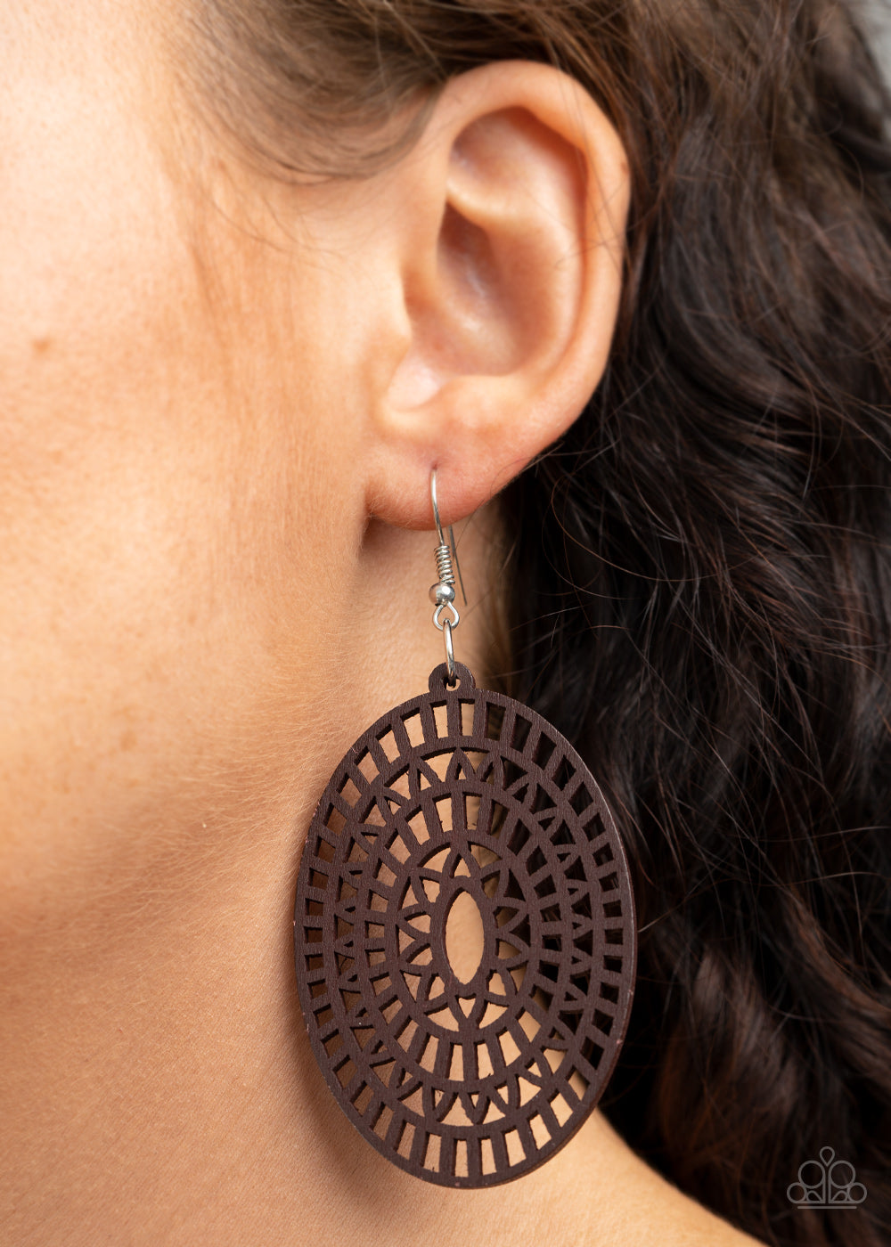 Paparazzi Tropical Retreat - Brown Wooden Earrings - A Finishing Touch 