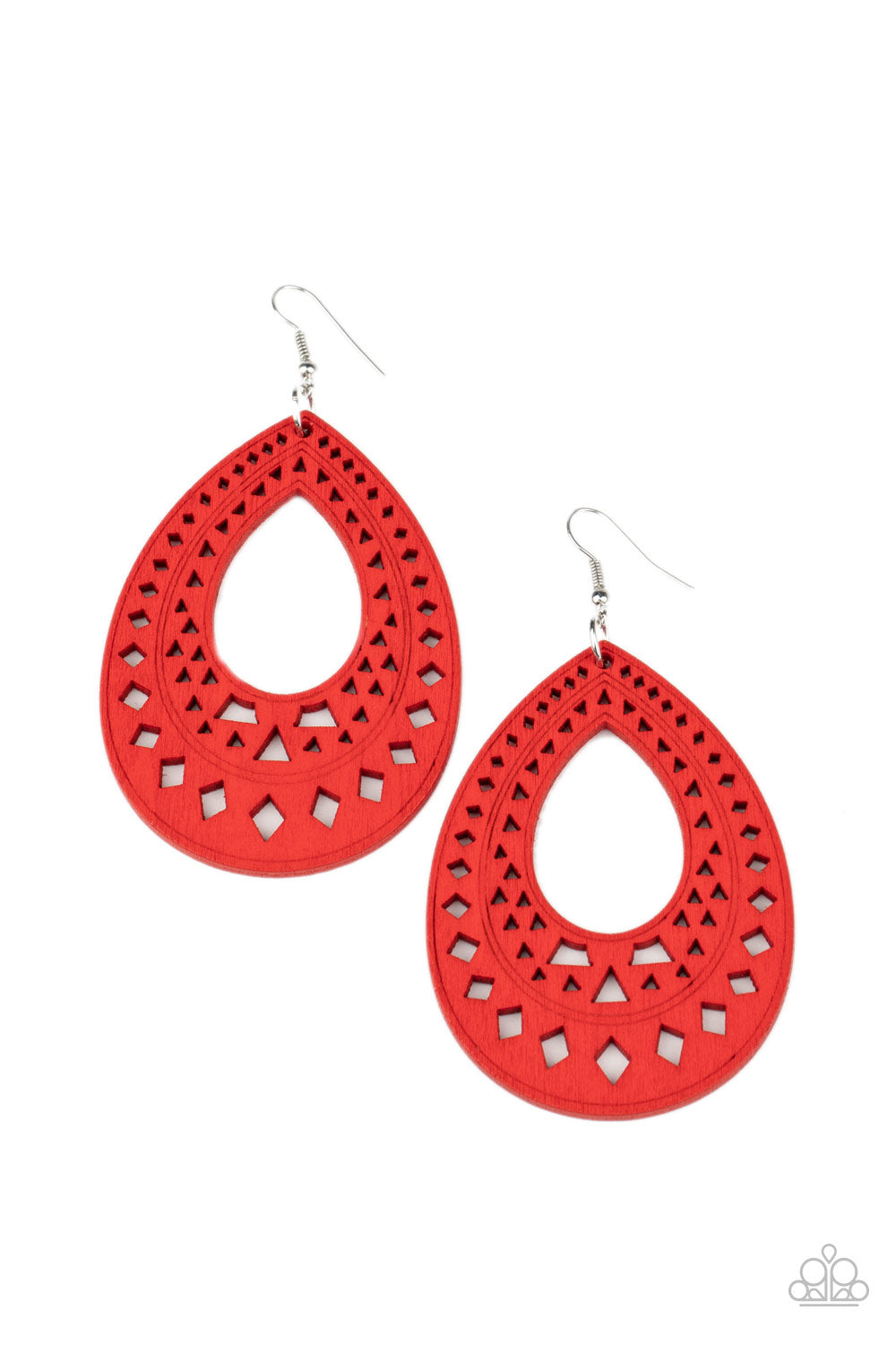 Paparazzi Belize Beauty - Red Earrings - A Finishing Touch 