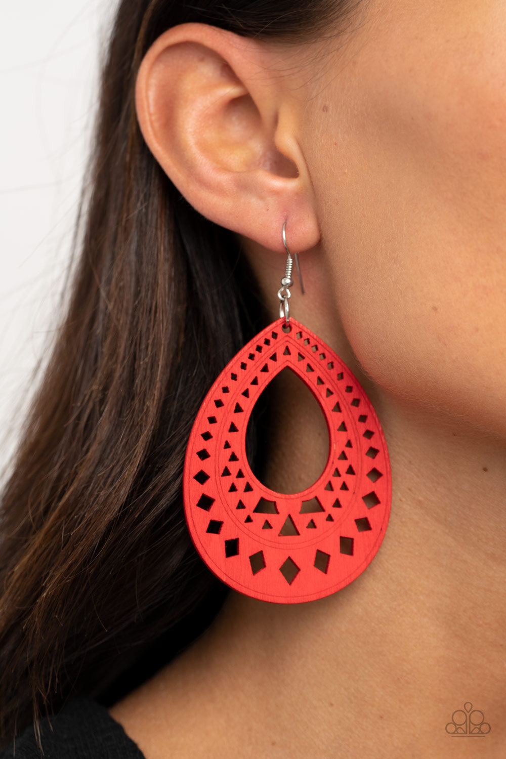 Paparazzi Belize Beauty - Red Earrings - A Finishing Touch 