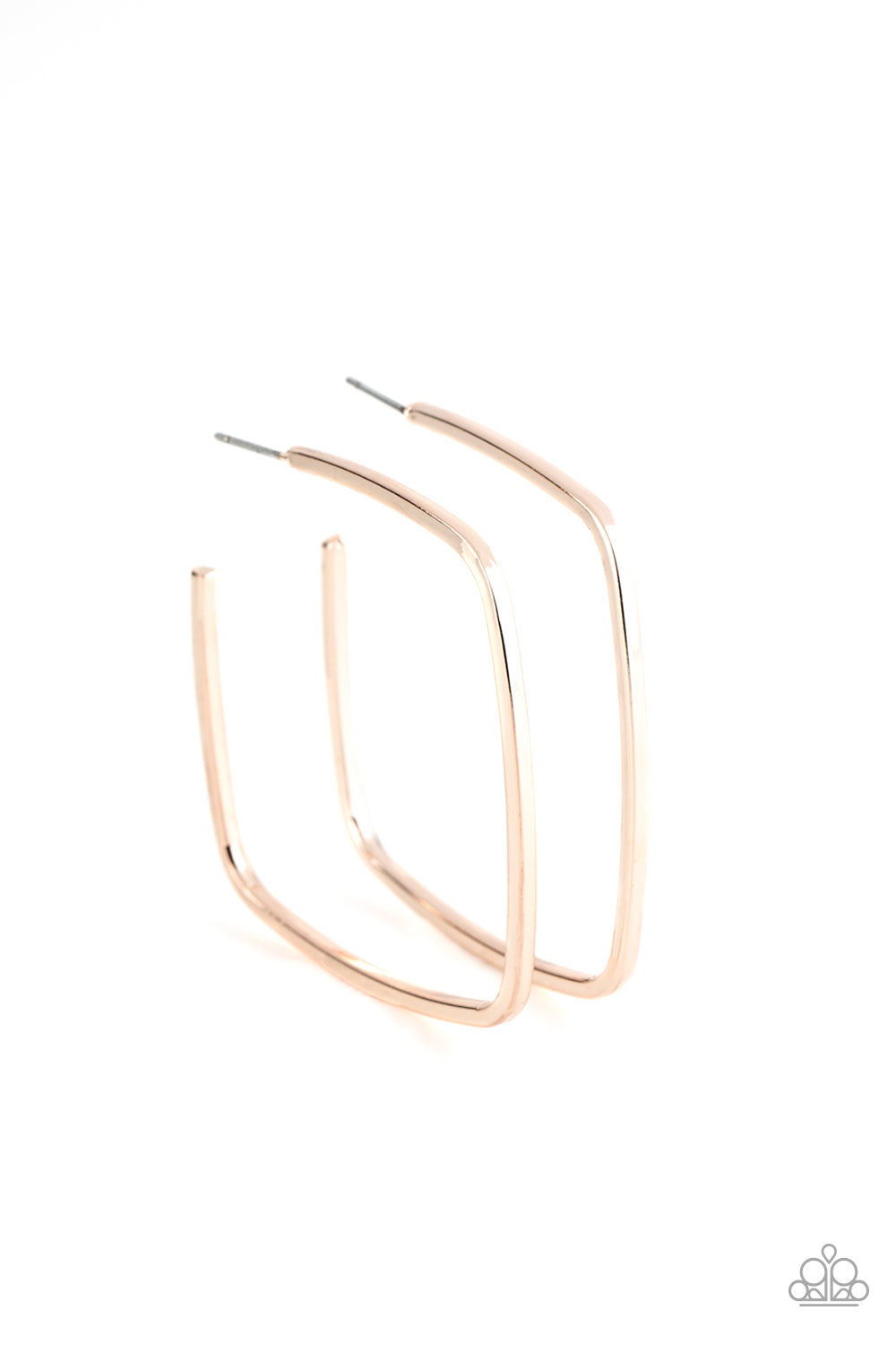 Paparazzi Brazen Beauty - Rose Gold Square-Like Hoop Earrings - A Finishing Touch 