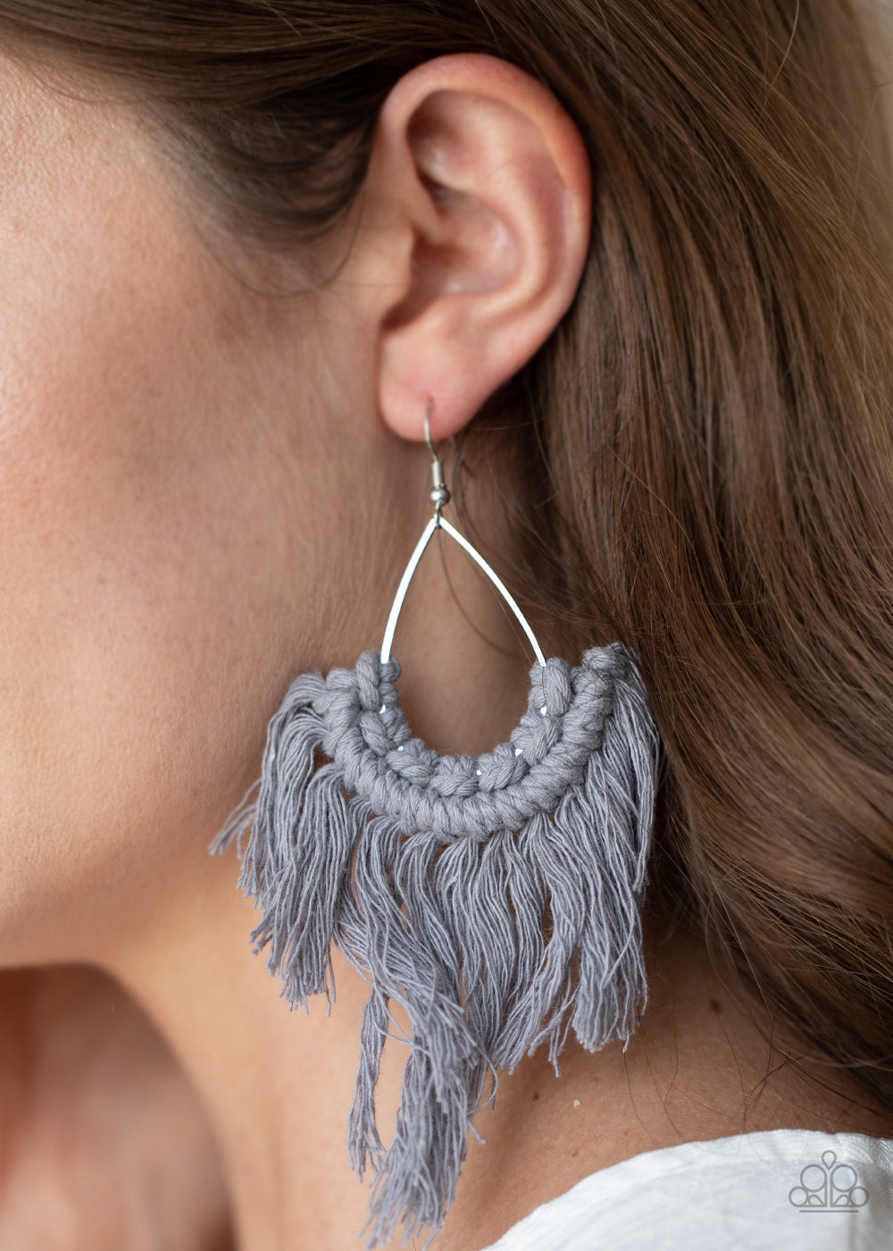 Paparazzi Wanna Piece Of MACRAME? - Silver Earrings - A Finishing Touch 