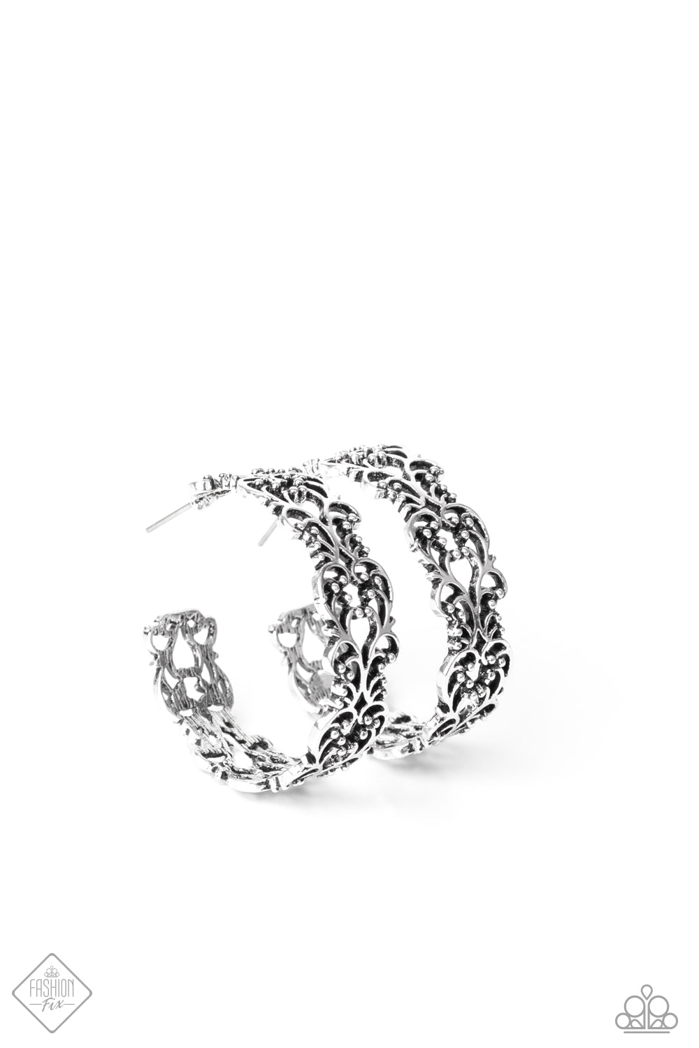 Paparazzi Laurel Wreaths - Silver Earrings - A Finishing Touch 