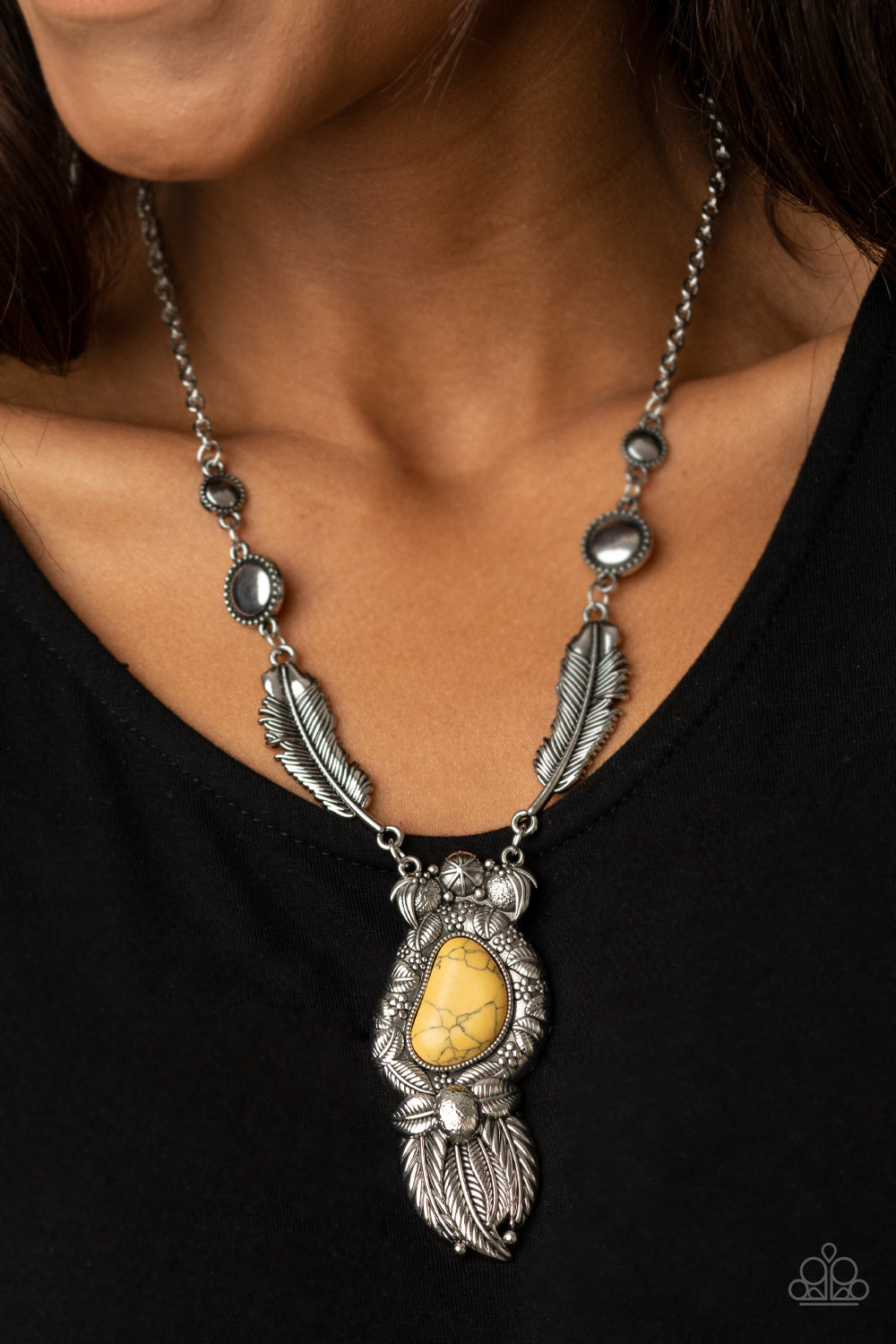 Paparazzi Ruler of The Roost - Yellow Necklace - A Finishing Touch 