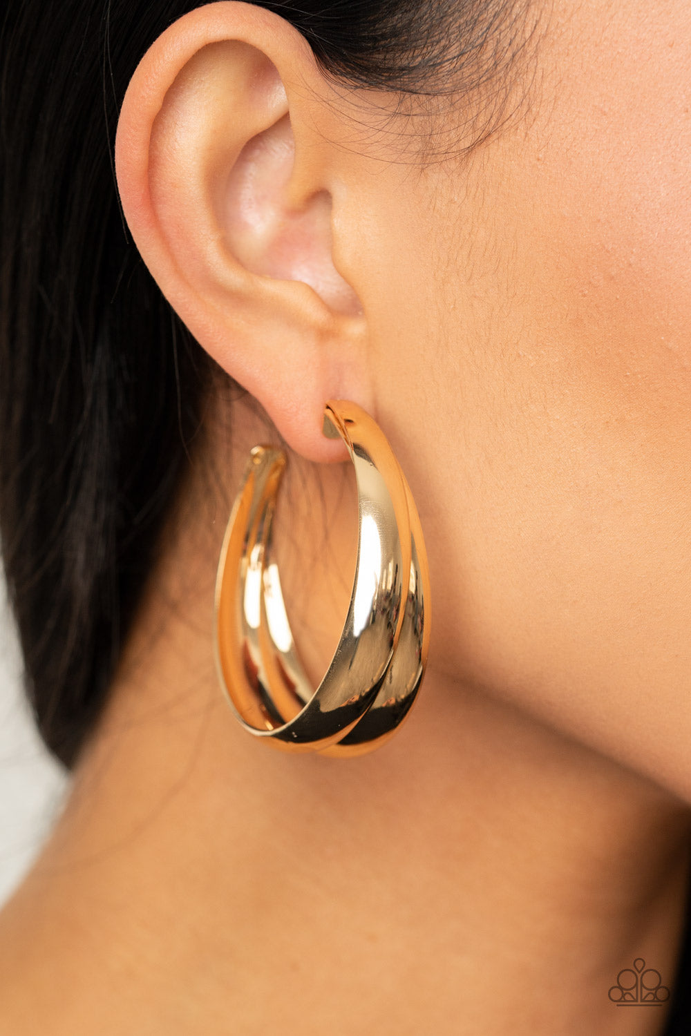 Paparazzi Colossal Curves - Gold Hoop Earrings - A Finishing Touch 