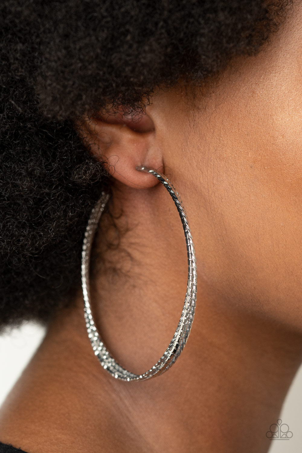 Paparazzi Watch and Learn - Silver Hoop Earrings - A Finishing Touch 