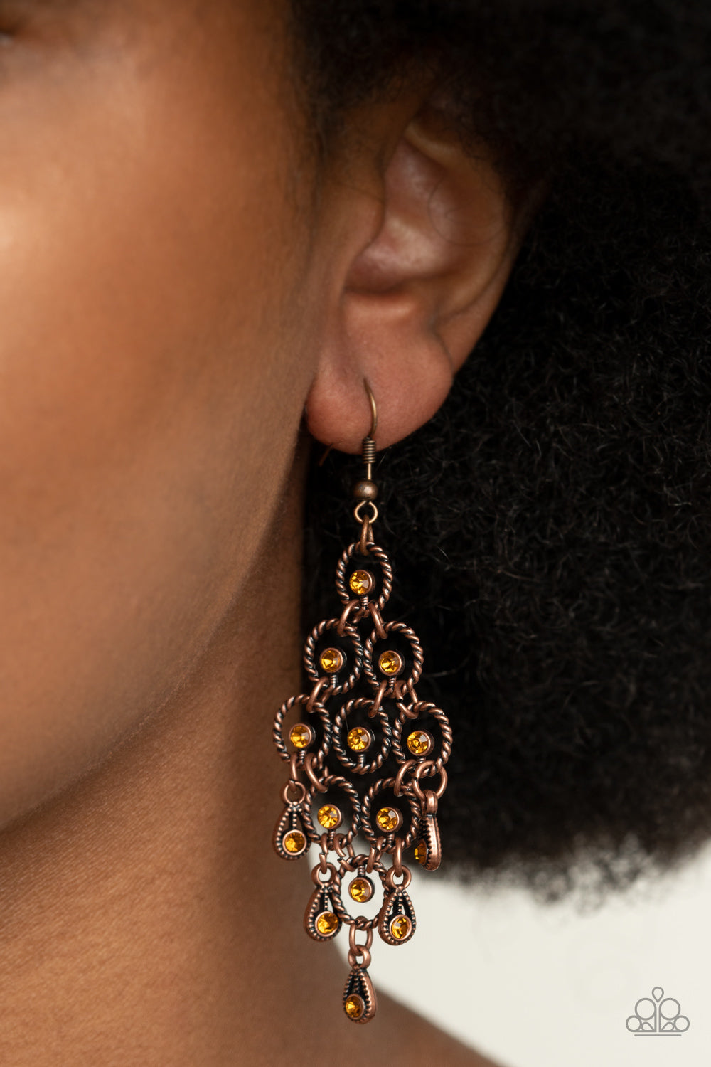 Paparazzi: Chandelier Cameo - Copper Earrings - A Finishing Touch 