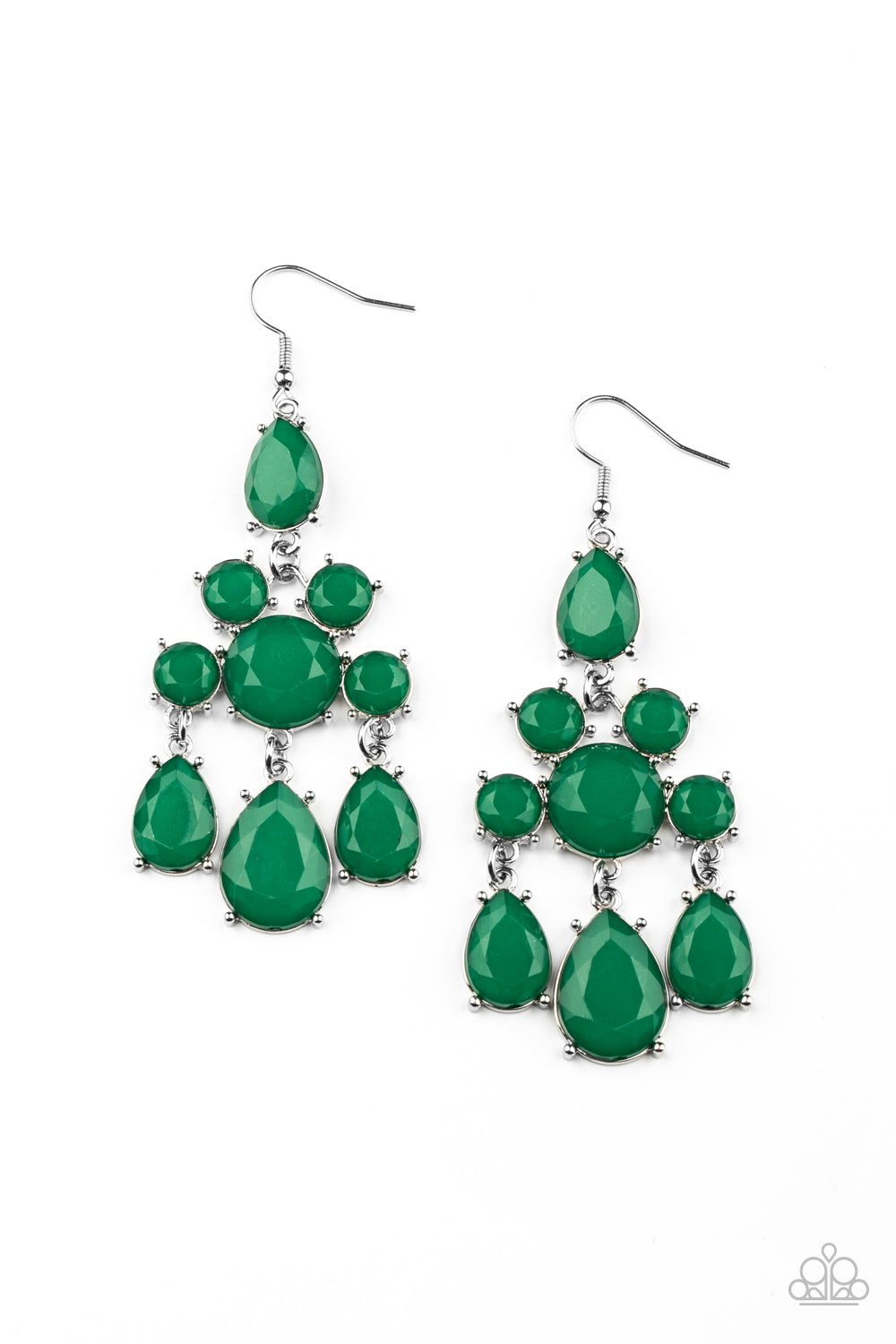 Paparazzi Afterglow Glamour - Green Earrings - A Finishing Touch 