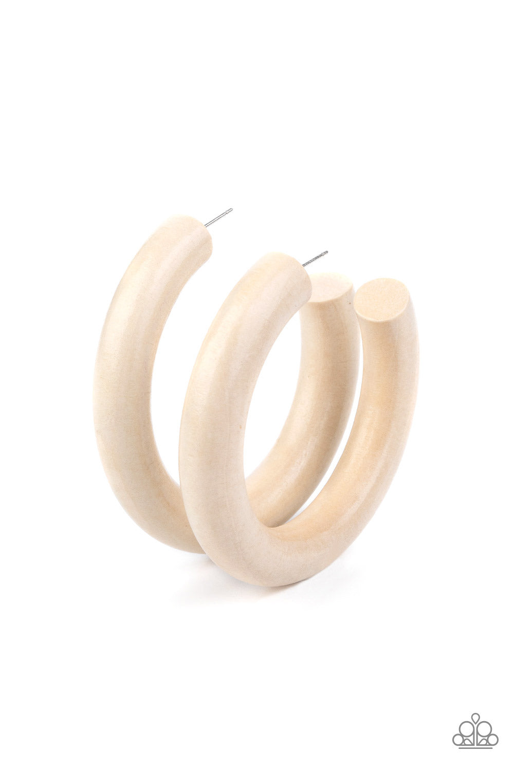 Paparazzi   I WOOD Walk 500 Miles - White Hoop Earrings - A Finishing Touch