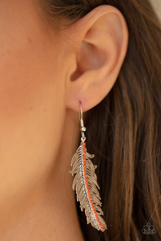 Paparazzi Fearless Flock - Orange Earrings - A Finishing Touch Jewelry