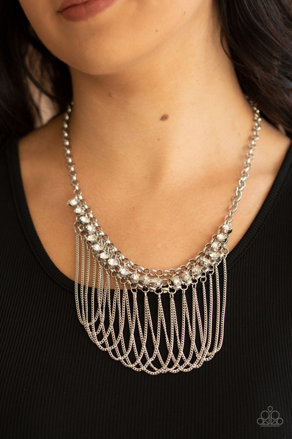 Paparazzi Flaunt Your Fringe - White Necklace - A Finishing Touch Jewelry