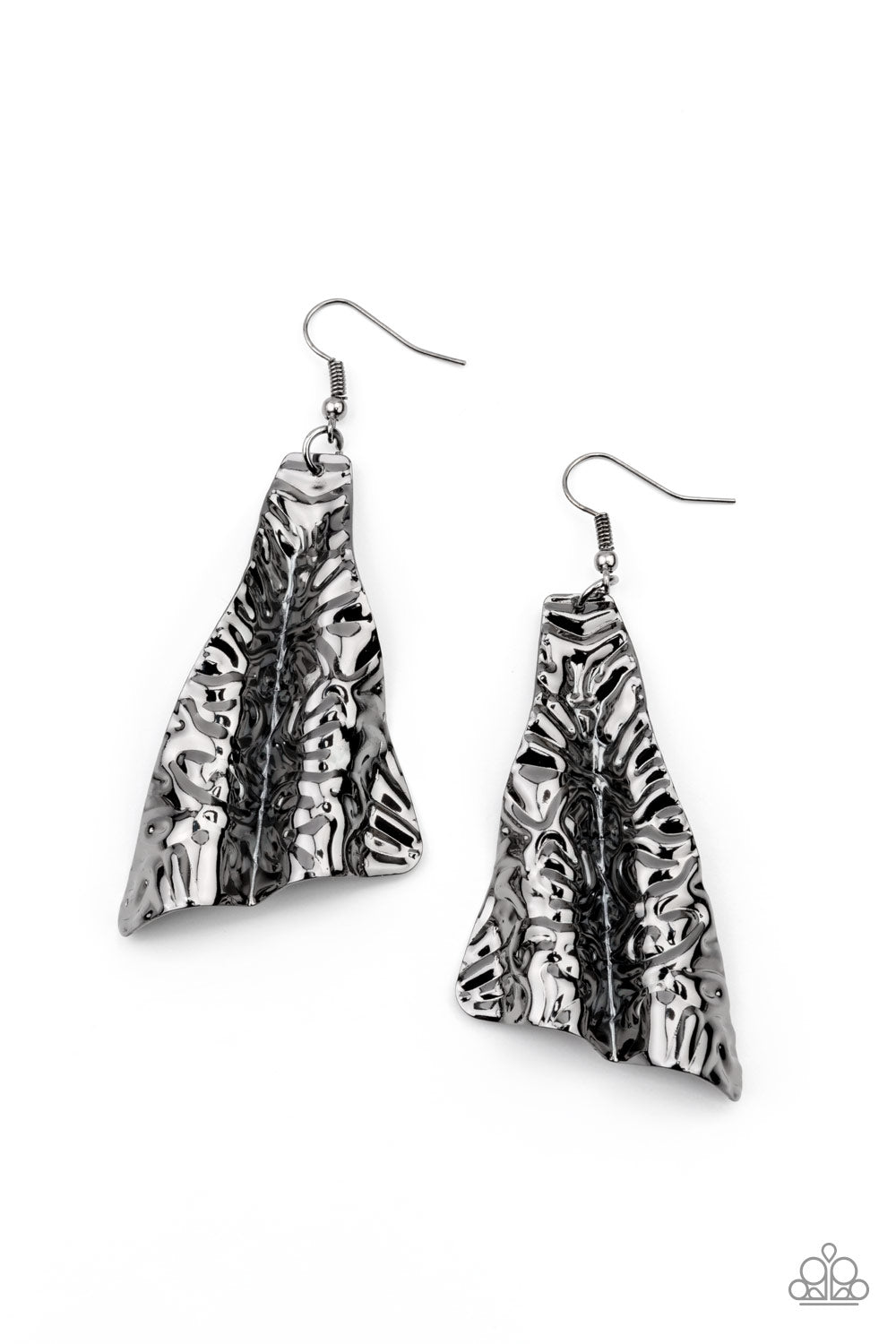 Paparazzi How FLARE You! - Black/Gunmetal Earrings - A Finishing Touch 