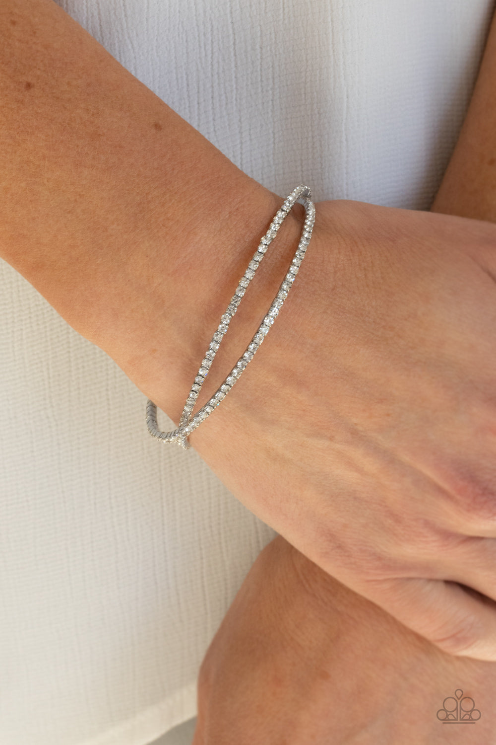 Paparazzi Plus One Status - White Bracelet - A Finishing Touch Jewelry