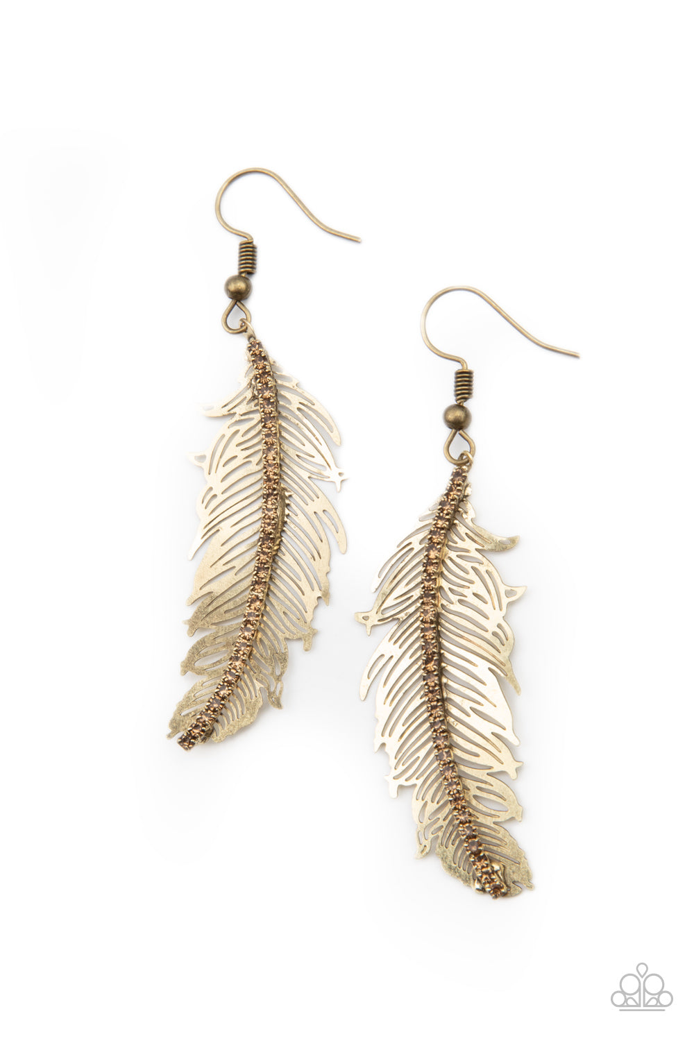 Paparazzi   Fearless Flock - Brass Earrings - A Finishing Touch Jewelry