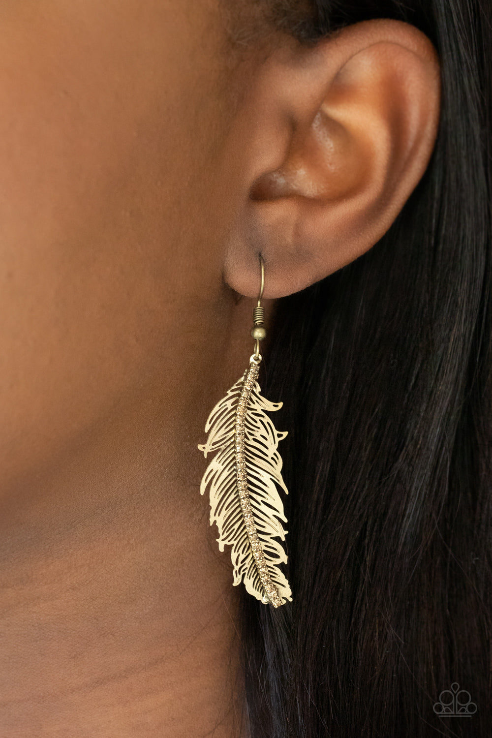 Paparazzi   Fearless Flock - Brass Earrings - A Finishing Touch Jewelry