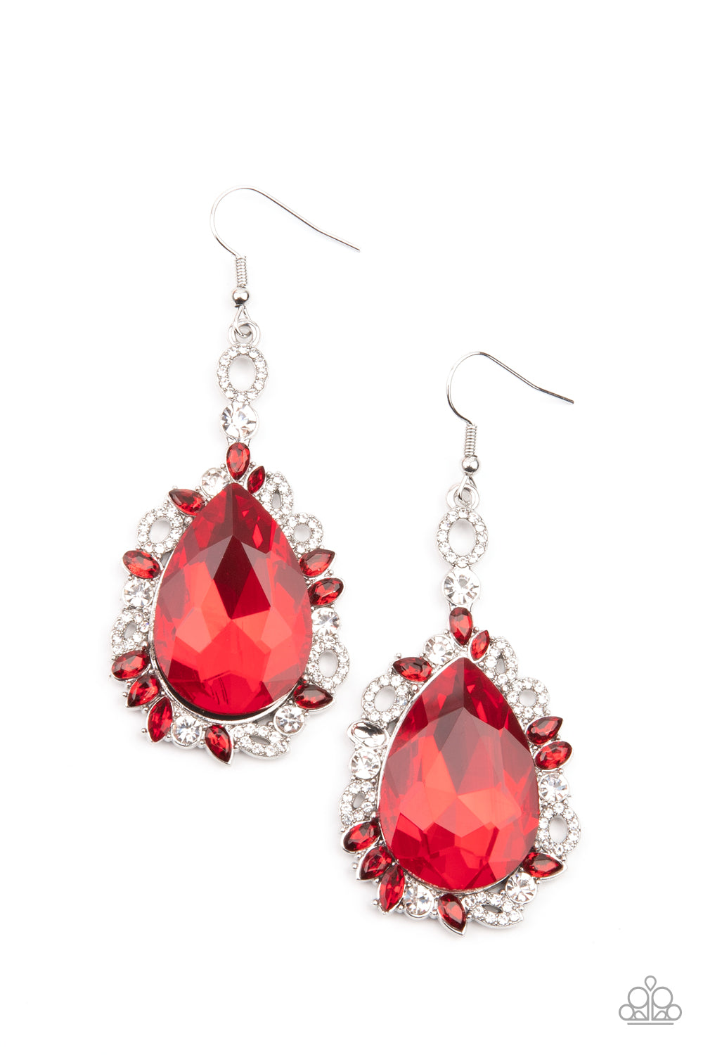 Paparazzi Royal Recognition - Red Earrings - A Finishing Touch Jewelry