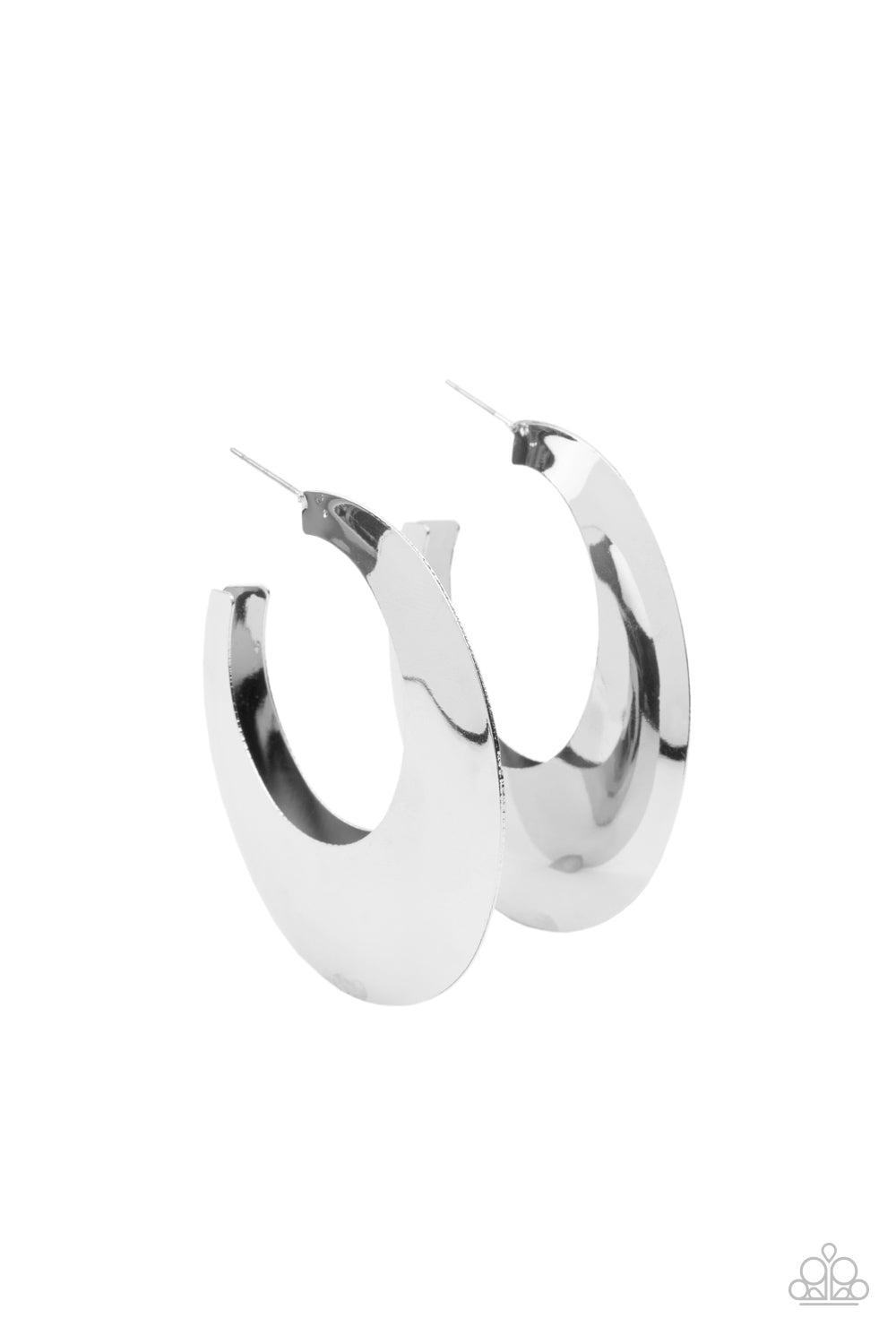Paparazzi Going OVAL-board - Silver Earrings - A Finishing Touch Jewelry