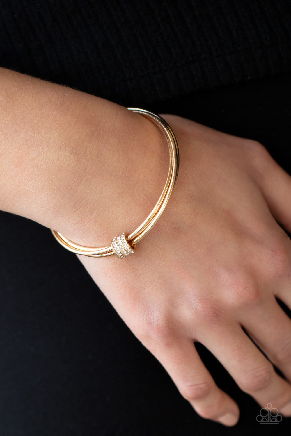 Paparazzi Roll Out The Rhinestones - Gold Bracelet - A Finishing Touch Jewelry
