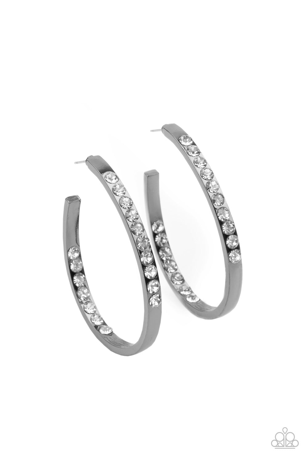 Paparazzi Borderline Brilliance - Black Hoop Earrings - A Finishing Touch Jewelry