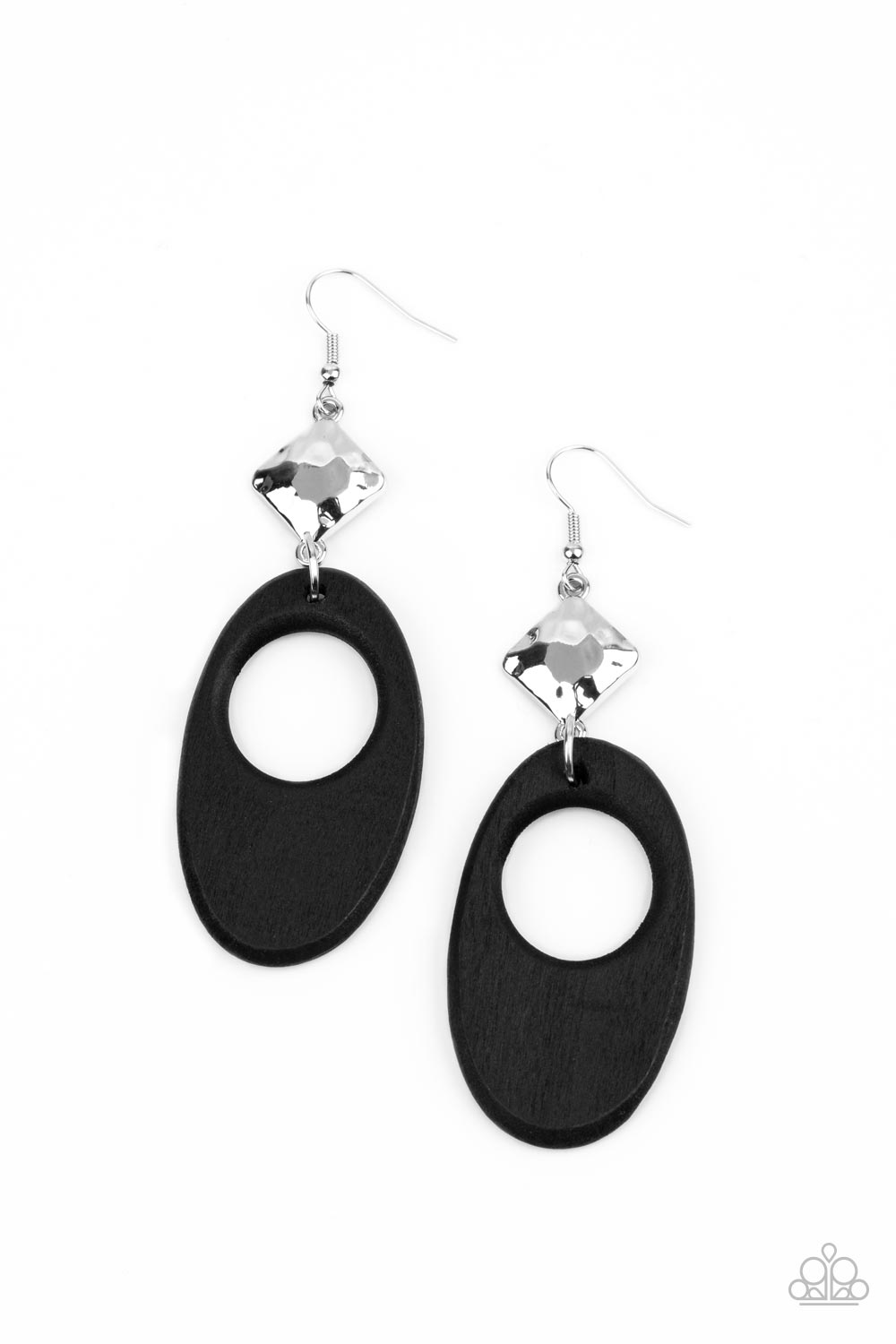 Paparazzi Retro Reveal - Black Earrings - A Finishing Touch Jewelry