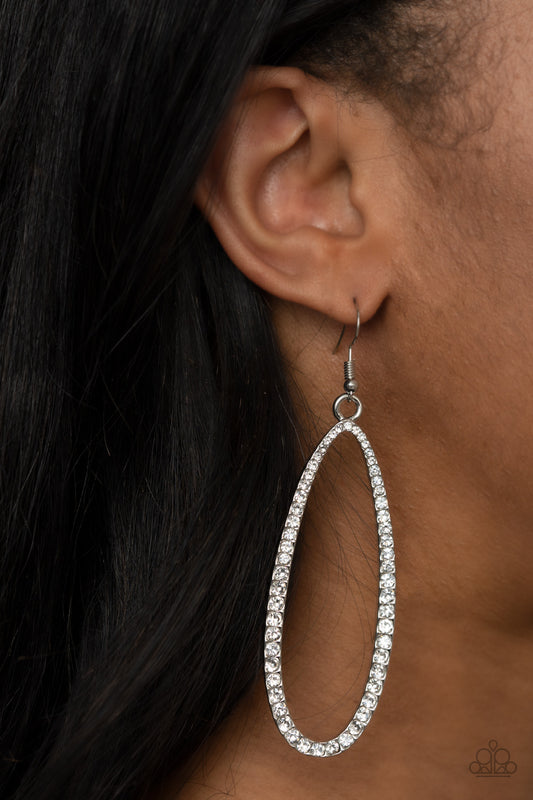 Paparazzi Dazzling Decorum - White Earrings - A Finishing Touch Jewelry