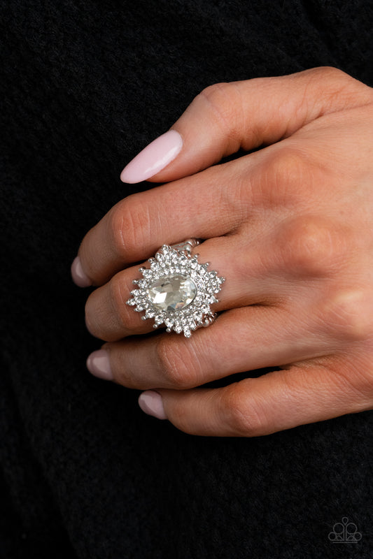 Paparazzi Five-Star Stunner - White Ring - A Finishing Touch Jewelry