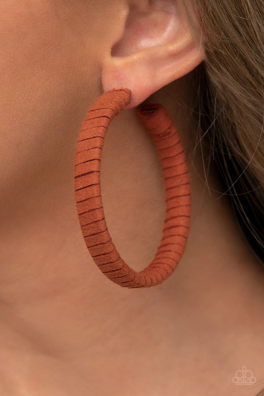 Paparazzi Suede Parade - Orange Earrings - A Finishing Touch Jewelry