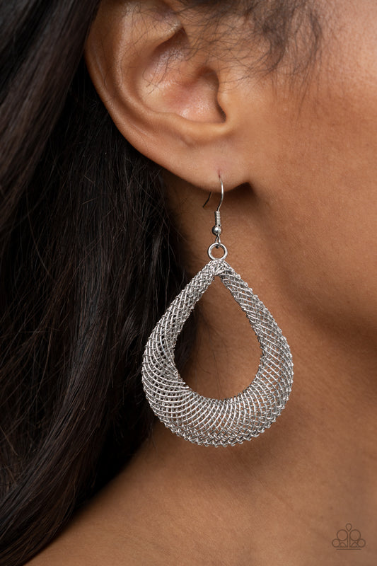 Paparazzi A Hot MESH Silver Earrings A Finishing Touch Jewelry