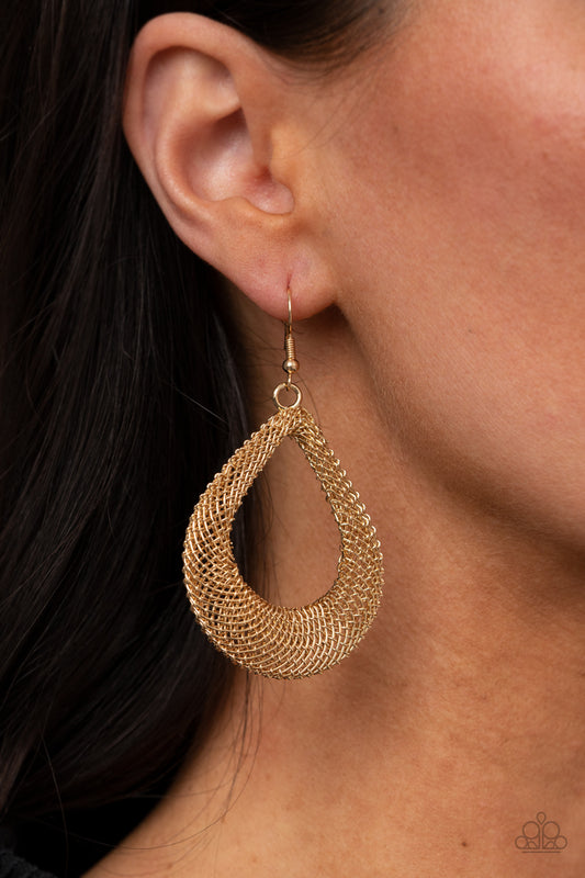 Paparazzi A Hot MESH - Gold Earrings - A Finishing Touch Jewelry Paparazzi jewelry images