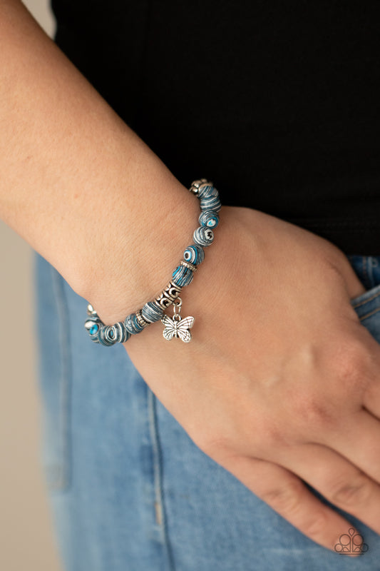 Paparazzi Butterfly Wishes - Blue Butterfly Bracelet