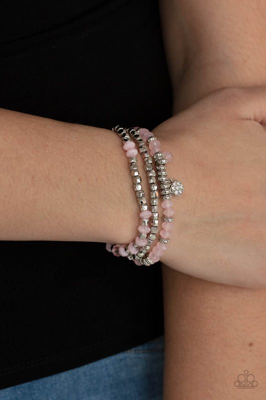 Paparazzi Glacial Glimmer - Pink Bracelet - Charm Bracelet Paparazzi jewelry images