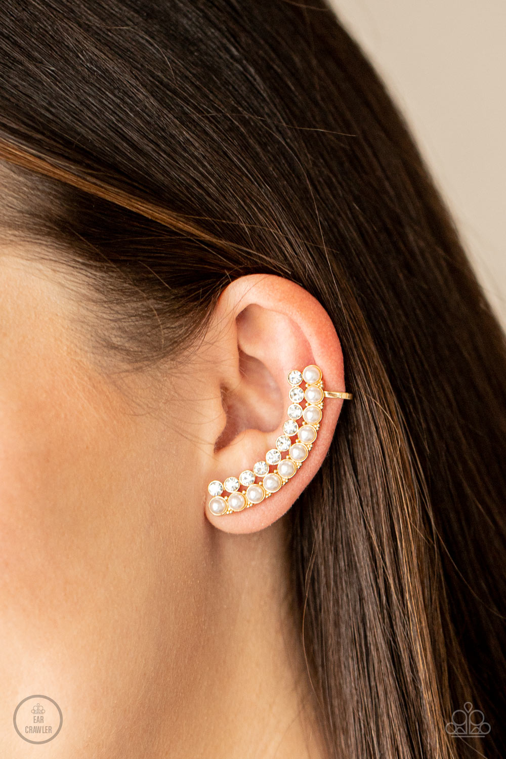 Paparazzi Doubled Down On Dazzle - Gold Ear Crawlers - A Finishing Touch Jewelry